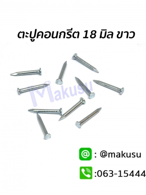 ตะปูคอนกรีต 18 มิล (ขาว) ตะปูขาว ตะปูยึดคอนกรีต ตะปูคอนกรีตสั้น สีขาว ปลายแหลมคม