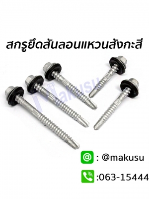 สกรูเมทัลชีทยึดสันลอนปลายสว่านแหวนสังกะสี แหวนสเเตนเลส สำหรับหลังคาเมทัลชีท มีให้เลือก 5 ขนาด