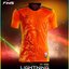 FiNiS FA-225 เสื้อกีฬาพิมพ์ลาย เสื้อกีฬา คอวีเหลี่ยม รุ่น LIGHTNING สีส้ม OO