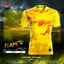 FiNiS เสื้อกีฬาพิมพ์ลาย เสื้อกีฬา คอ 5 เหลี่ยม FA-226 รุ่น Flameto สีเหลือง YO