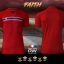 RAX003-RW เสื้อกีฬาสีแดงคาดธงชาติ