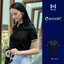 MOS POLO MicroX เสื้อโปโล เสื้อคอปก ยูนิฟอร์มพรีเมี่ยม ดำขลิบขาวเทา