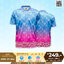 BCS เสื้อโปโล เสื้อคอปก พิมพ์ลาย ลายดอกรักราชกัญญา สีฟ้าชมพู