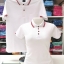 EG POLo เสื้อโปโล เสื้อคอปก เสื้อทีม ยูนิฟอร์ม ทรงชาย-หญิง สีขาวขลิบแดง