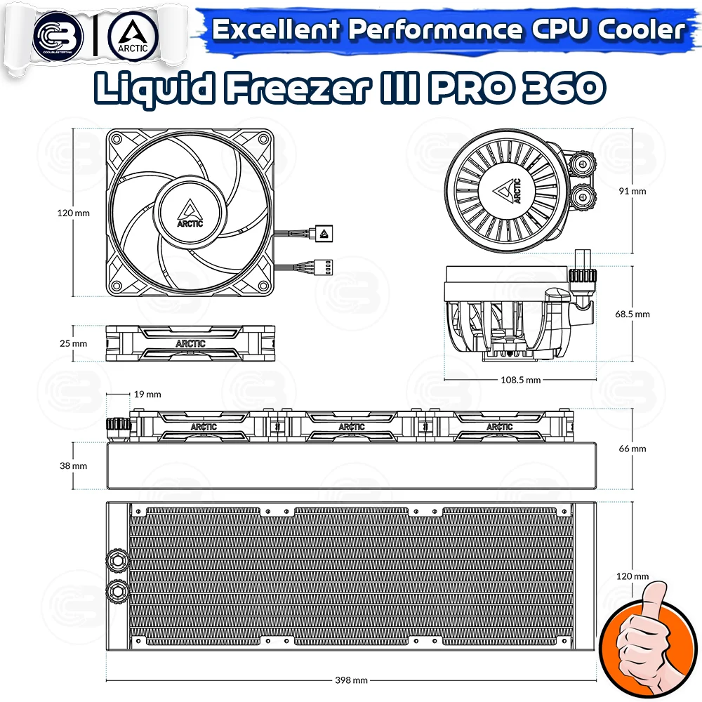 [CoolBlasterThai] ARCTIC LIQUID FREEZER III Pro 360 A-RGB All-In-One CPU Water Cooler (LGA1851/1700/AM5/AM4)
