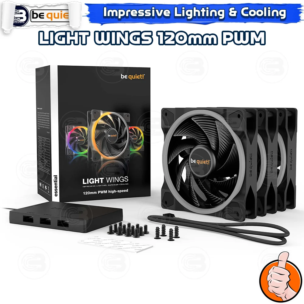 [CoolBlasterThai] Be Quiet Light Wings 120 PWM high-speed (3-Pack) PC Fan Case (BL077) ประกัน 3 ปี