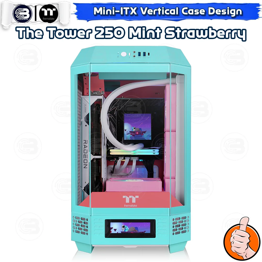 [CoolBlasterThai] THERMALTAKE The Tower 250 Mint Strawberry mini-ITX case High-Airflow ประกัน 1 ปี