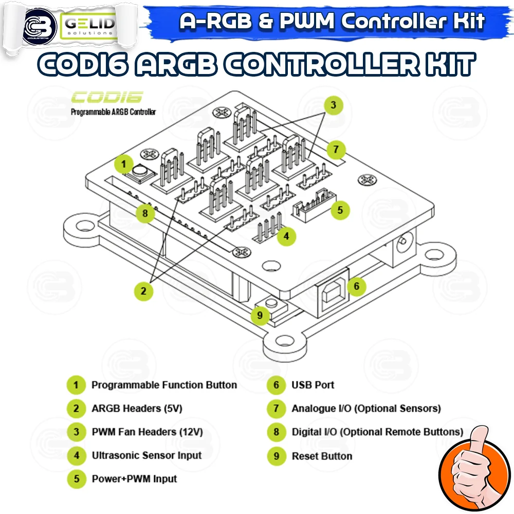 [CoolBlasterThai] GELID CODI6 A-RGB HUB+ PWM CONTROLLER HUB KIT