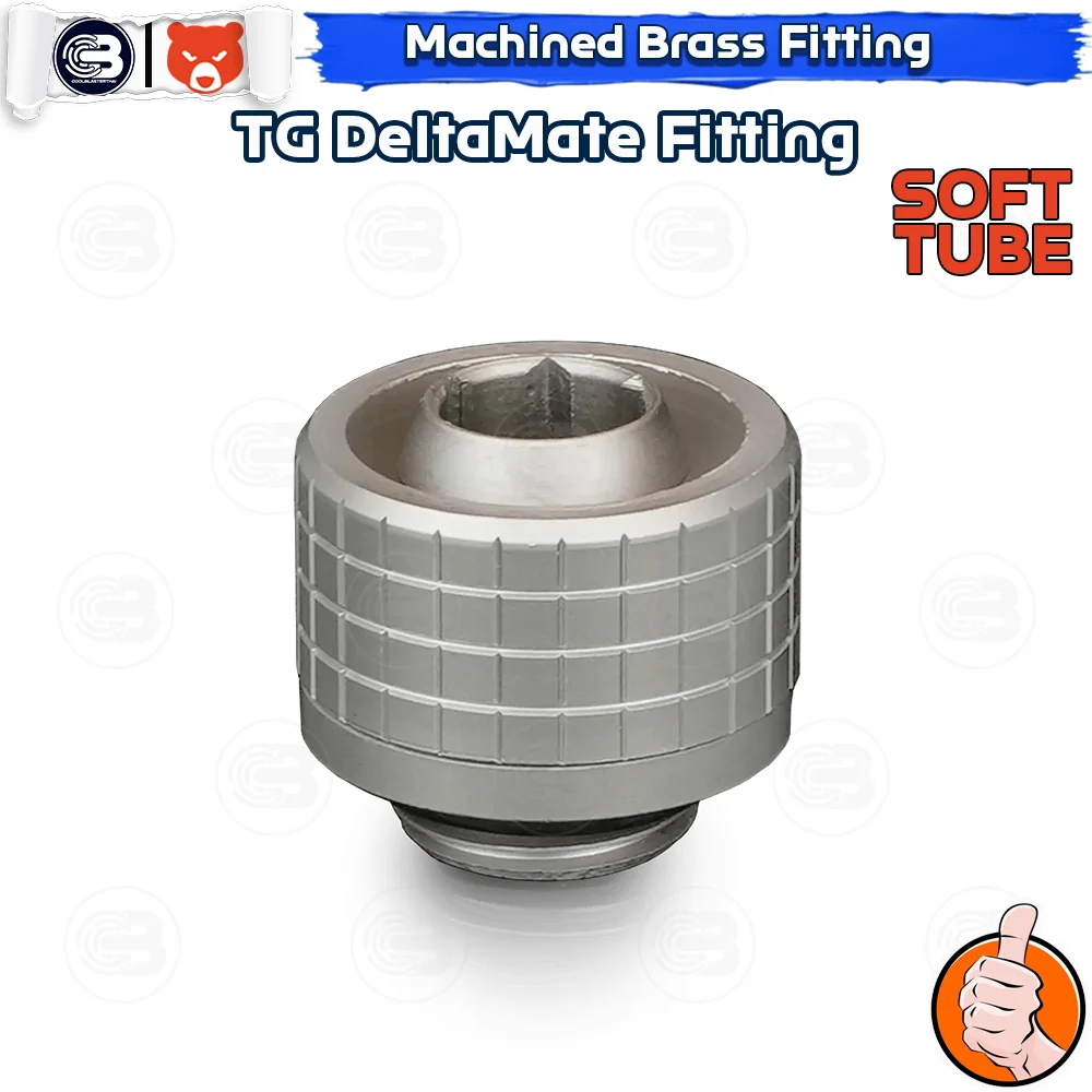 [CoolBlasterThai] THERMAL GRIZZLY DELTAMATE FITTING ST16 For Soft Tubes Matt Nickel Machined Brass