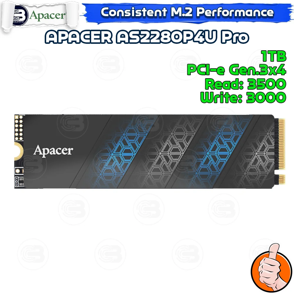 [CoolBlasterThai] APACER AS2280P4U PRO SSD M.2 2280 NVMe PCIe GEN3x4 1TB (3Y-Warranty) (เอสเอสดี)