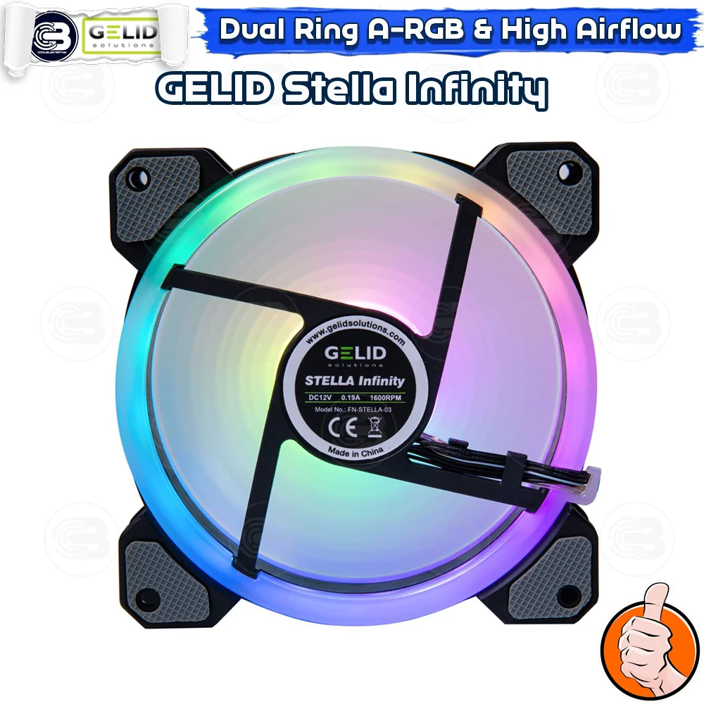[CoolBlasterThai] GELID STELLA Infinity High Performance 120mm Infinite Mirror Dual Ring A-RGB Fan Case ประกัน 3 ปี (FN-STELLA-03)