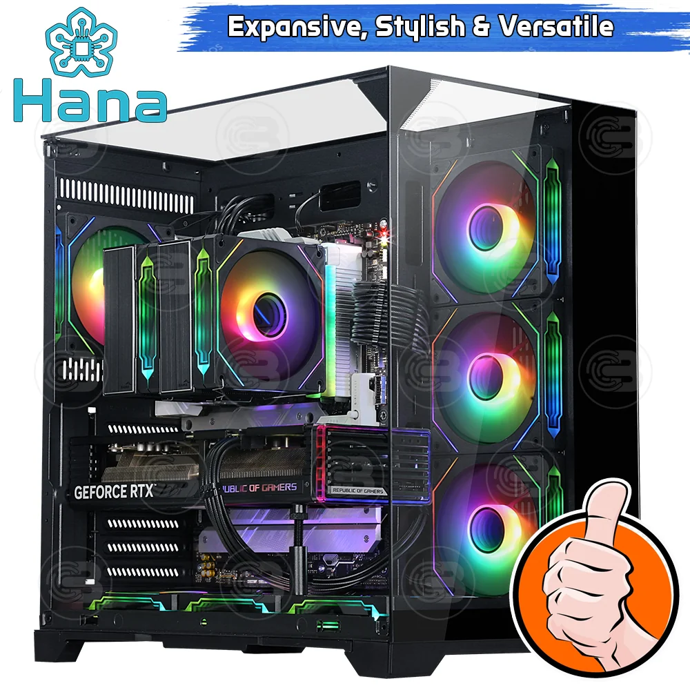 [CoolBlasterThai] Hana Inno HI103B Mid-Tower Tempered Glass PC Case Black ประกัน 1 ปี