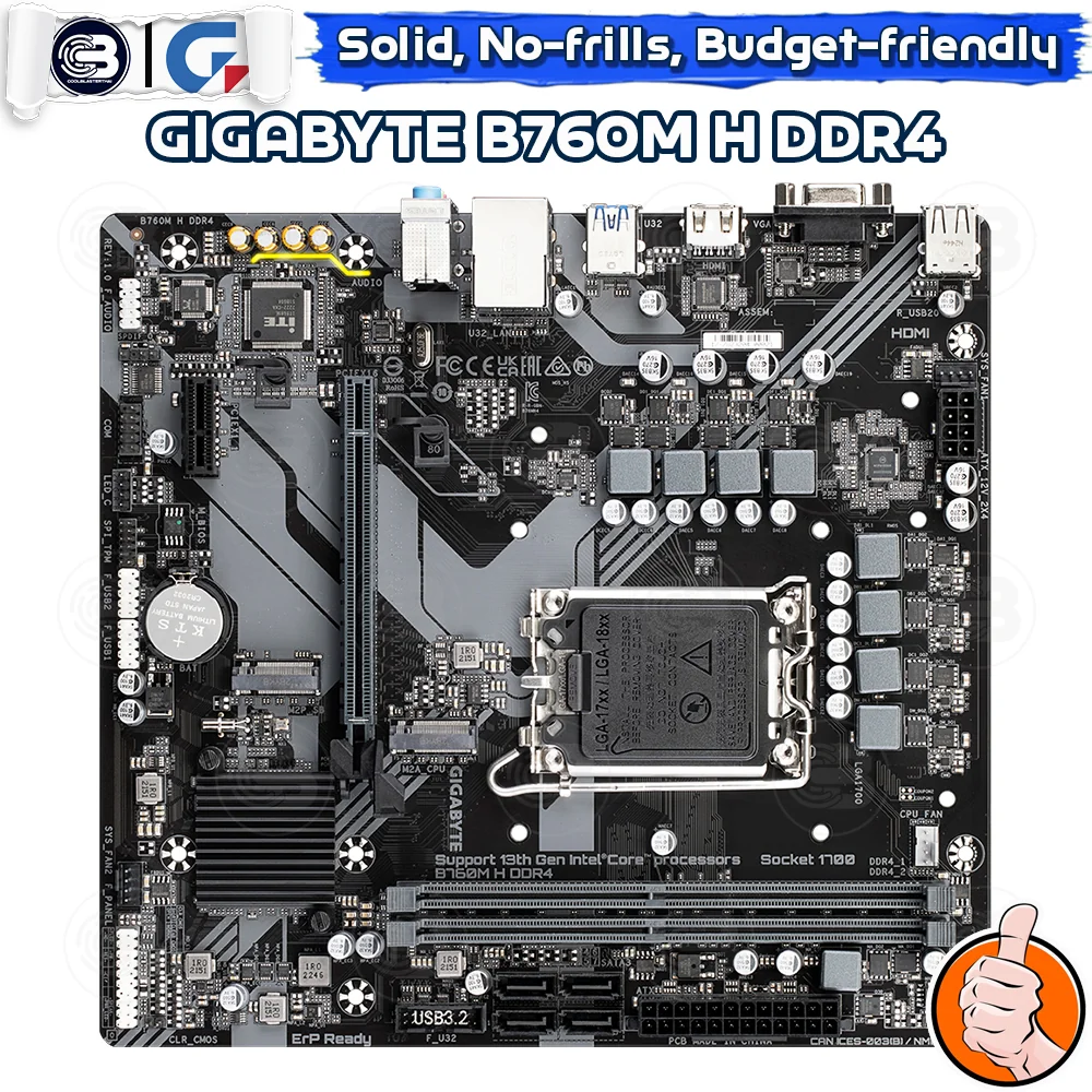[CoolBlasterThai] GIGABYTE MAINBOARD B760M H DDR4 LGA 1700 MICRO-ATX ประกัน 3 ปี