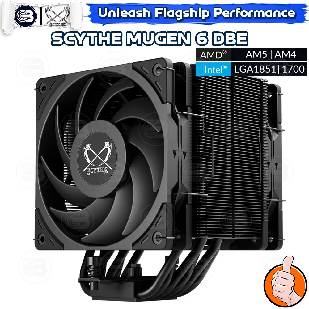 [CoolBlasterThai] SCYTHE MUGEN 6 DBE (Dual Fan Black Edition) CPU Cooler Single Tower 6 Heatpipes (AM5/LGA1851 Ready)