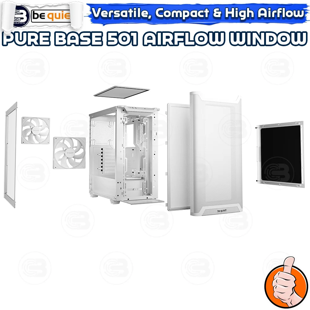 [CoolBlasterThai] Be Quiet PURE BASE 501 Airflow Window White PC Case (BGW75) ประกัน 3 ปี