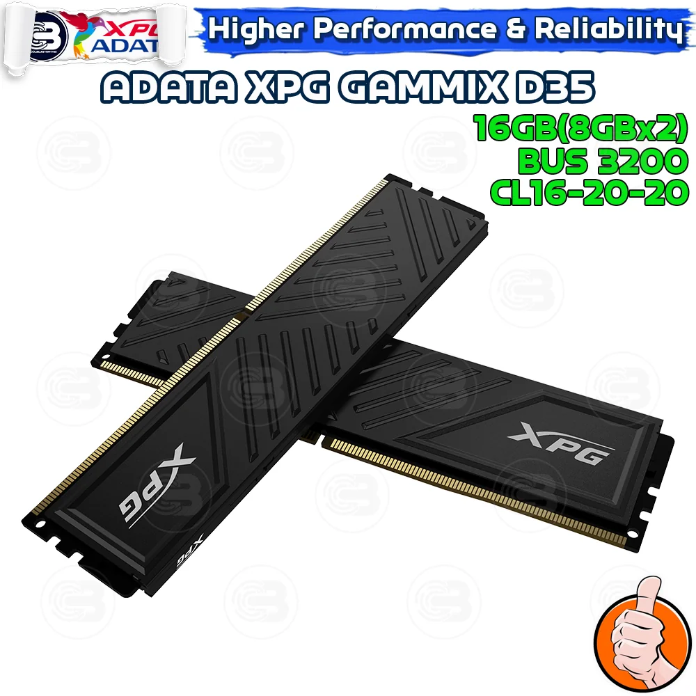 [CoolBlasterThai] ADATA XPG GAMMIX D35 BLACK 16GB (8GBx2) DDR4-3200 CL16-20-20 (LT-Warranty)