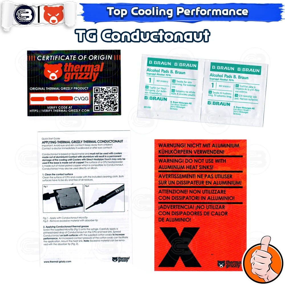 [CoolBlasterThai] THERMAL GRIZZLY CONDUCTONAUT 1g. Liquid Metal Alloys Compound