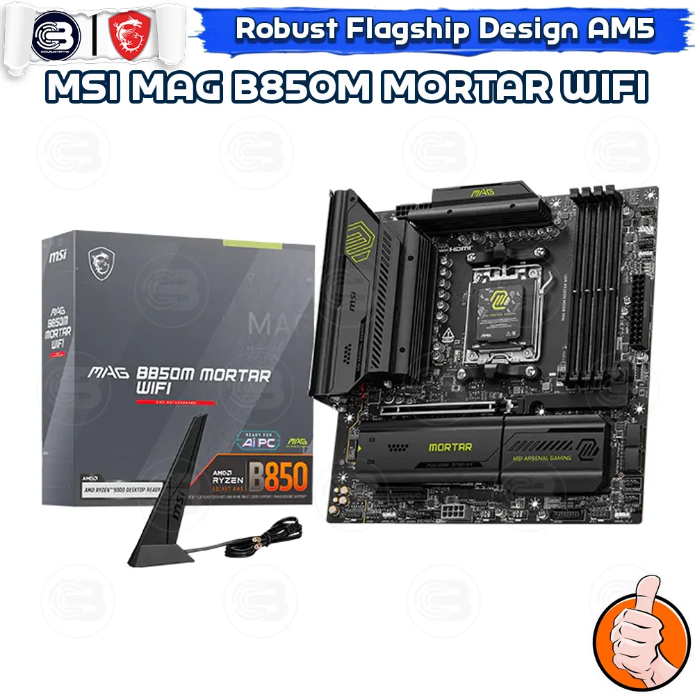 [CoolBlasterThai] MSI MAINBOARD MAG B850M MORTAR WIFI AMD SOCKET AM5 DDR5 MICRO-ATX ประกัน 3 ปี