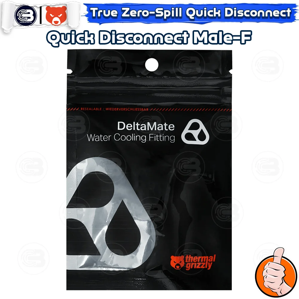 [CoolBlasterThai] THERMAL GRIZZLY DELTAMATE QUICK DISCONNECT MALE-F Black Machined Brass
