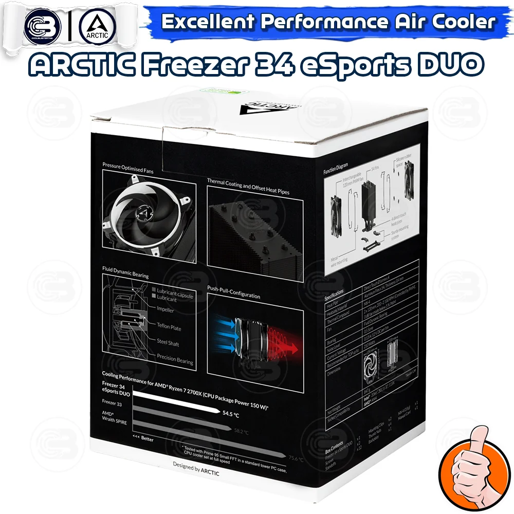 [CoolBlasterThai] ARCTIC FREEZER 34 eSports DUO (WHITE) Tower CPU Cooler (LGA1851/AM5 Ready)