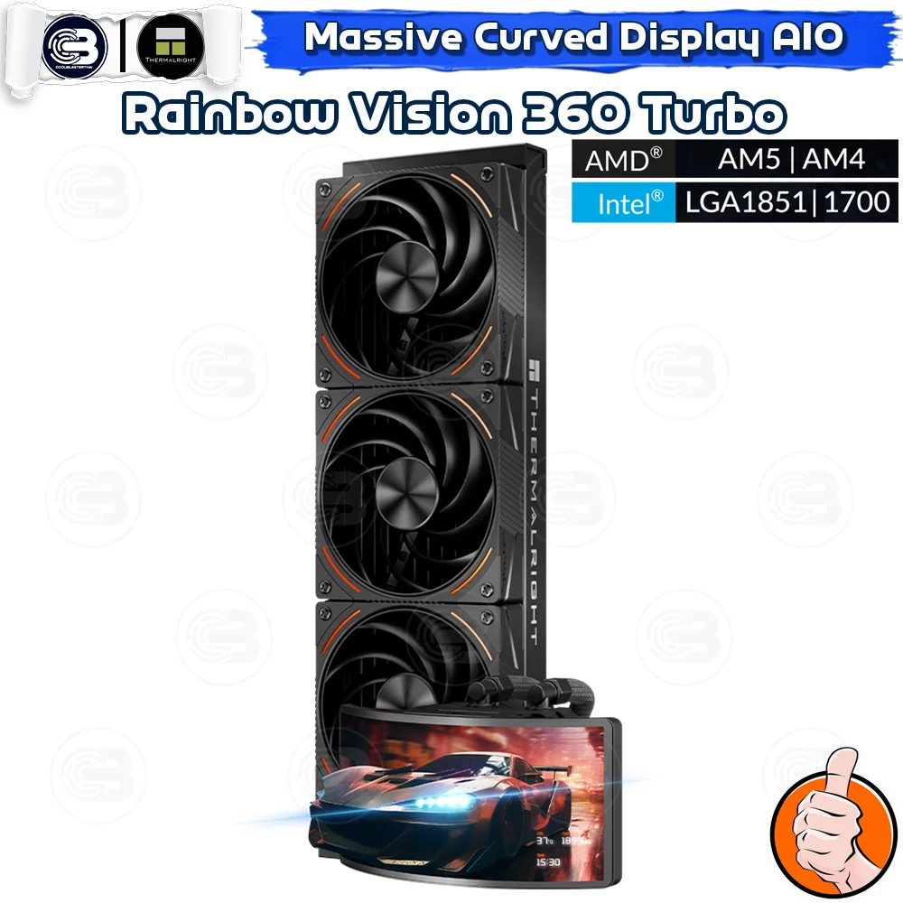 [CoolBlasterThai] Thermalright Rainbow Vision 360 Turbo ARGB BLACK AIO Liquid CPU Cooler (AM5/LGA1851 Ready) ประกัน 6 ปี (ชุดระบายความร้อน)