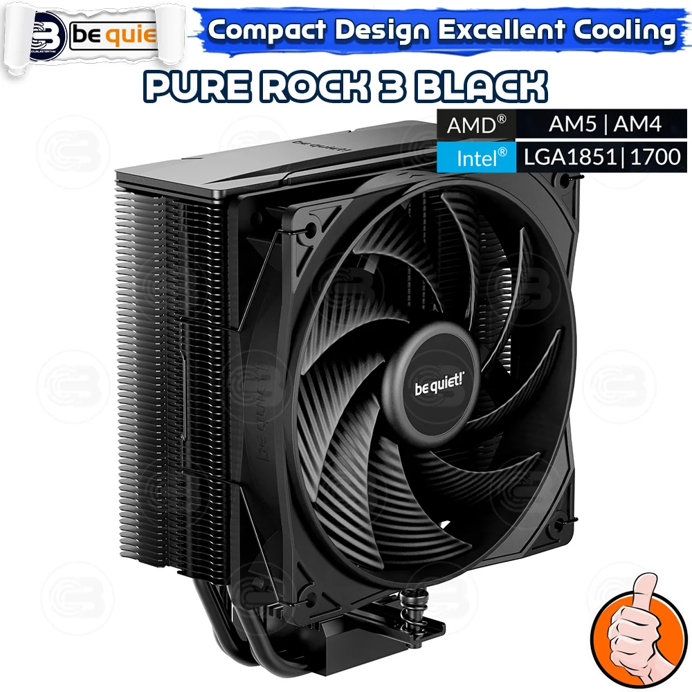 [CoolBlasterThai] Be Quiet PURE ROCK 3 Black Heat Sink CPU Cooler (AM5/LGA1851 Ready) (BK039) ประกัน 3 ปี