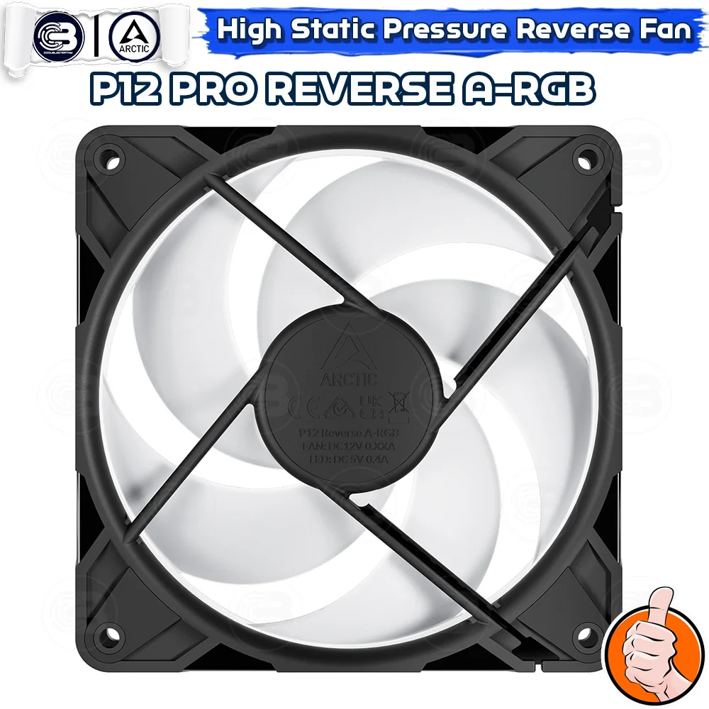 [CoolBlasterThai] ARCTIC P12 PRO REVERSE PST A-RGB BLACK (size 120 mm.) X3 Value Pack PC Fan Case ประกัน 6 ปี