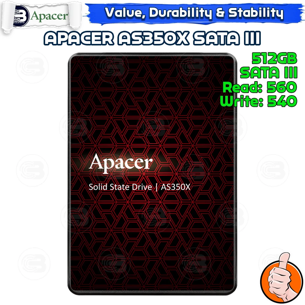 [CoolBlasterThai] APACER AS350X SATA III 512GB (3Y-Warranty) (เอสเอสดี)