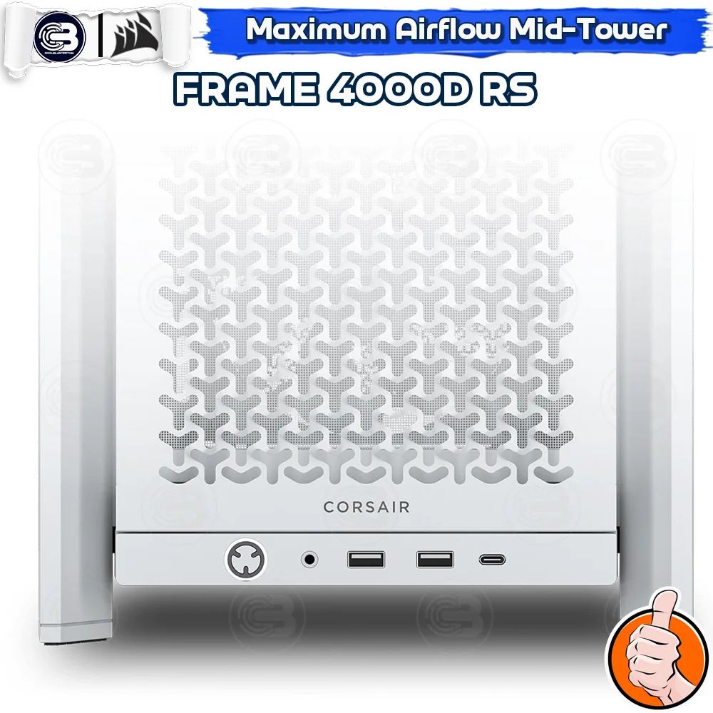 [CoolBlasterThai] CORSAIR FRAME 4000D AIRFLOW Mid-Tower PC Case - White ประกัน 2 ปี (CC-9011313-WW)