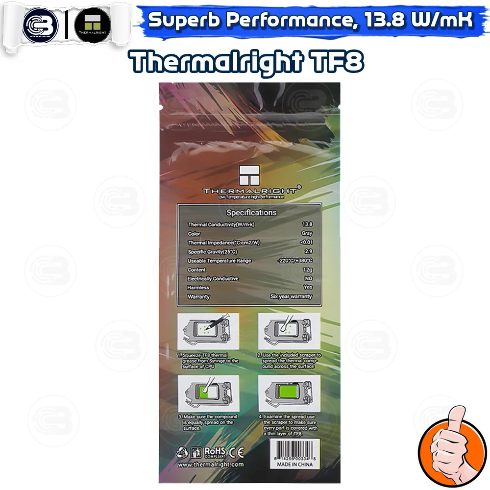 [CoolBlasterThai] Thermalright TF8 Thermal Compound 1.2g./13.8 W/m.k (ซิลิโคนนำความร้อน)
