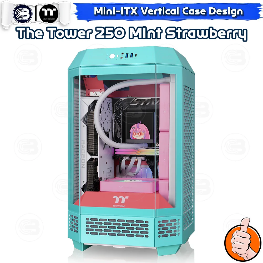 [CoolBlasterThai] THERMALTAKE The Tower 250 Mint Strawberry mini-ITX case High-Airflow ประกัน 1 ปี
