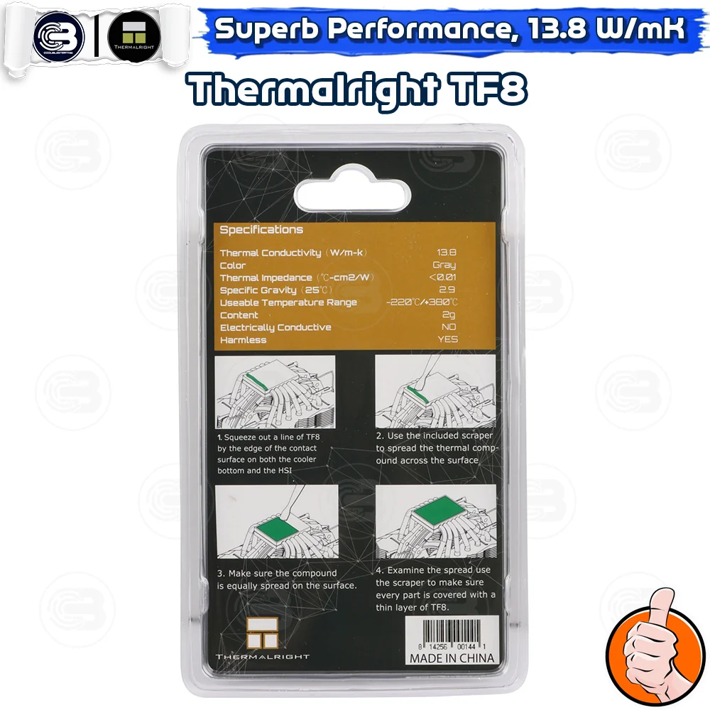 [CoolBlasterThai] Thermalright TF8 Thermal Compound 2g./13.8 W/m.k (ซิลิโคนนำความร้อน)