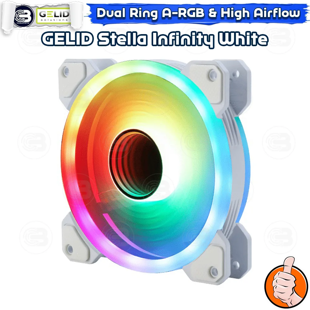 [CoolBlasterThai] GELID STELLA Infinity White High Performance 120mm Infinite Mirror Dual Ring A-RGB Fan Case (FN-STELLA-03-W)