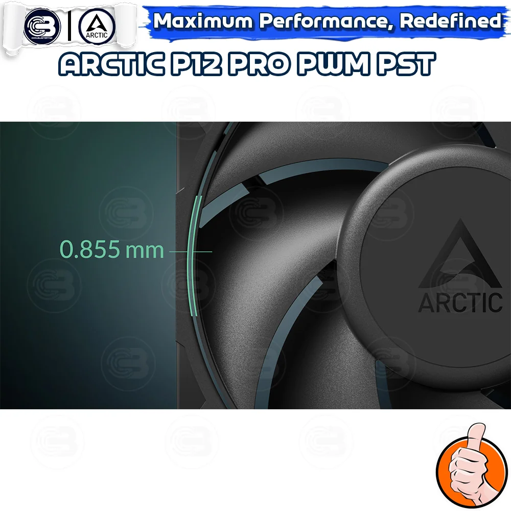 [CoolBlasterThai] ARCTIC P12 PRO PST BLACK (BULK PACKAGING) (size 120 mm.) PC Fan Case ประกัน 6 ปี