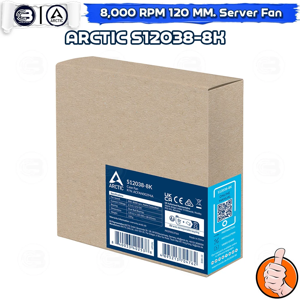 [CoolBlasterThai] ARCTIC S12038-8K 8000 RPM (size 120 mm.) PC Fan Case ประกัน 6 ปี