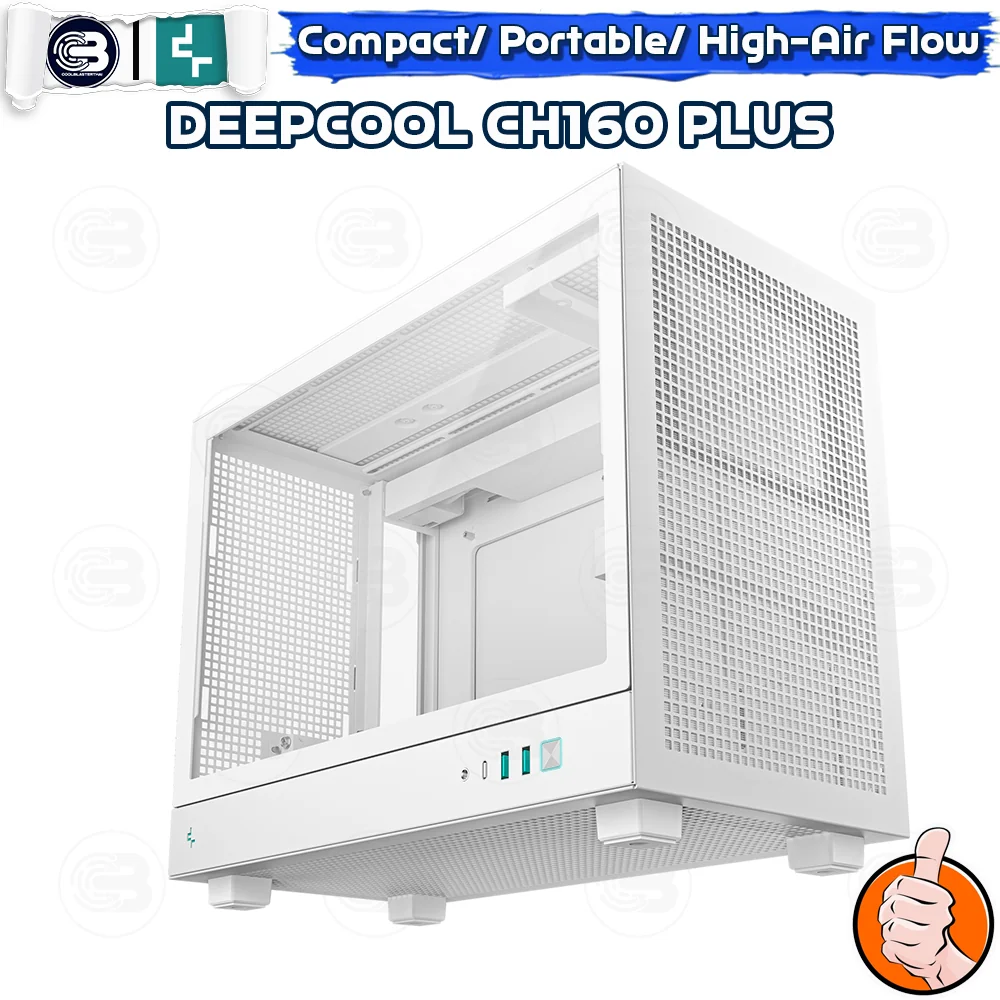 [CoolBlasterThai] DEEPCOOL CH160 PLUS WHITE M-ATX High-Airflow PC Case ประกัน 1 ปี