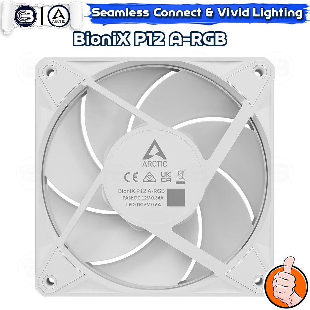 [CoolBlasterThai] ARCTIC BioniX P12 A-RGB WHITE 3-Pack 120 mm PWM Fan with Daisy Chain