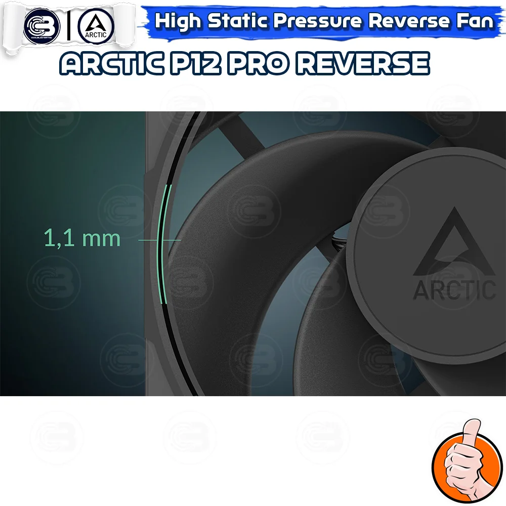 [CoolBlasterThai] ARCTIC P12 PRO REVERSE PST BLACK (size 120 mm.) X3 Value Pack PC Fan Case ประกัน 6 ปี