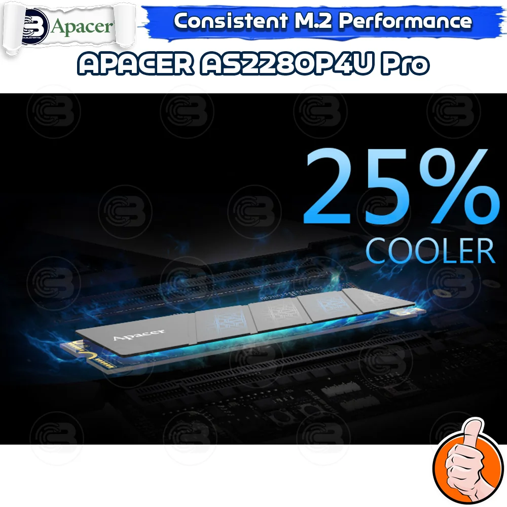 [CoolBlasterThai] APACER AS2280P4U PRO SSD M.2 2280 NVMe PCIe GEN3x4 1TB (3Y-Warranty) (เอสเอสดี)