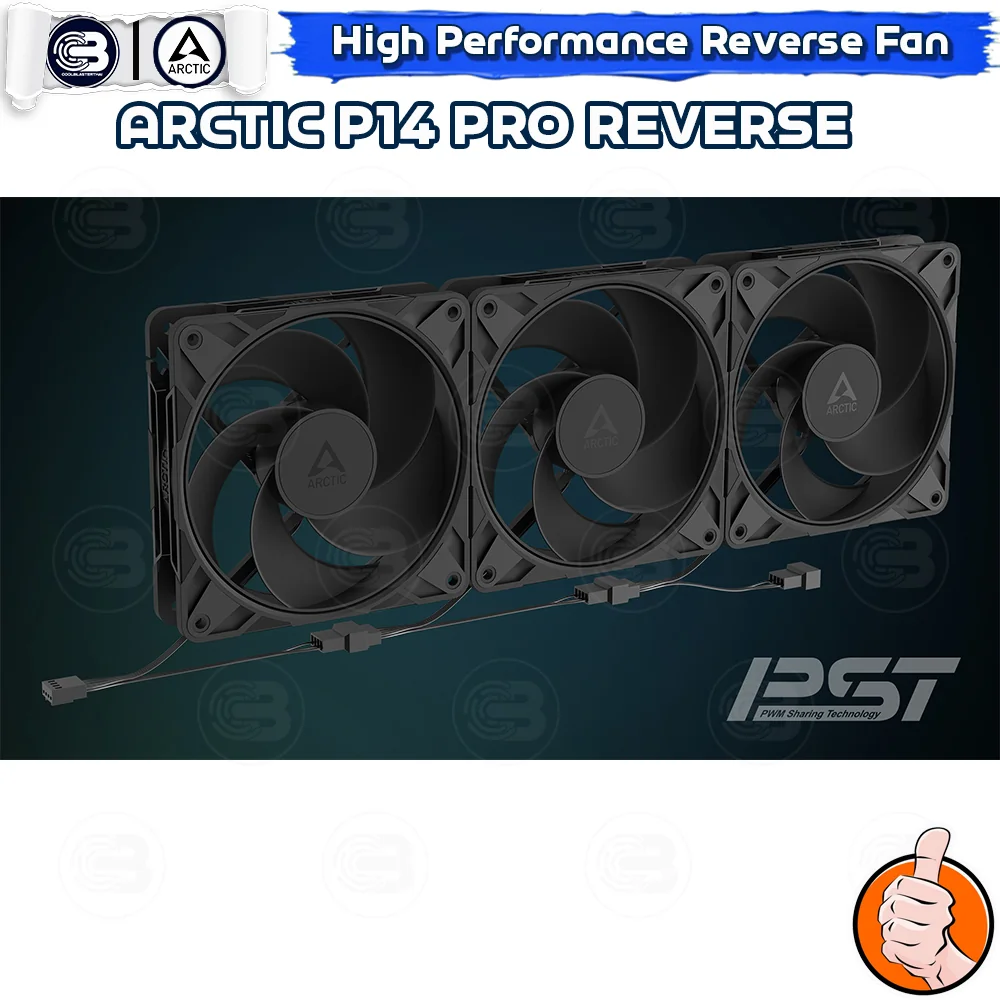 [CoolBlasterThai] ARCTIC P14 PRO REVERSE PST BLACK (140 mm.) X3 Value Pack PC Fan Case ประกัน 6 ปี