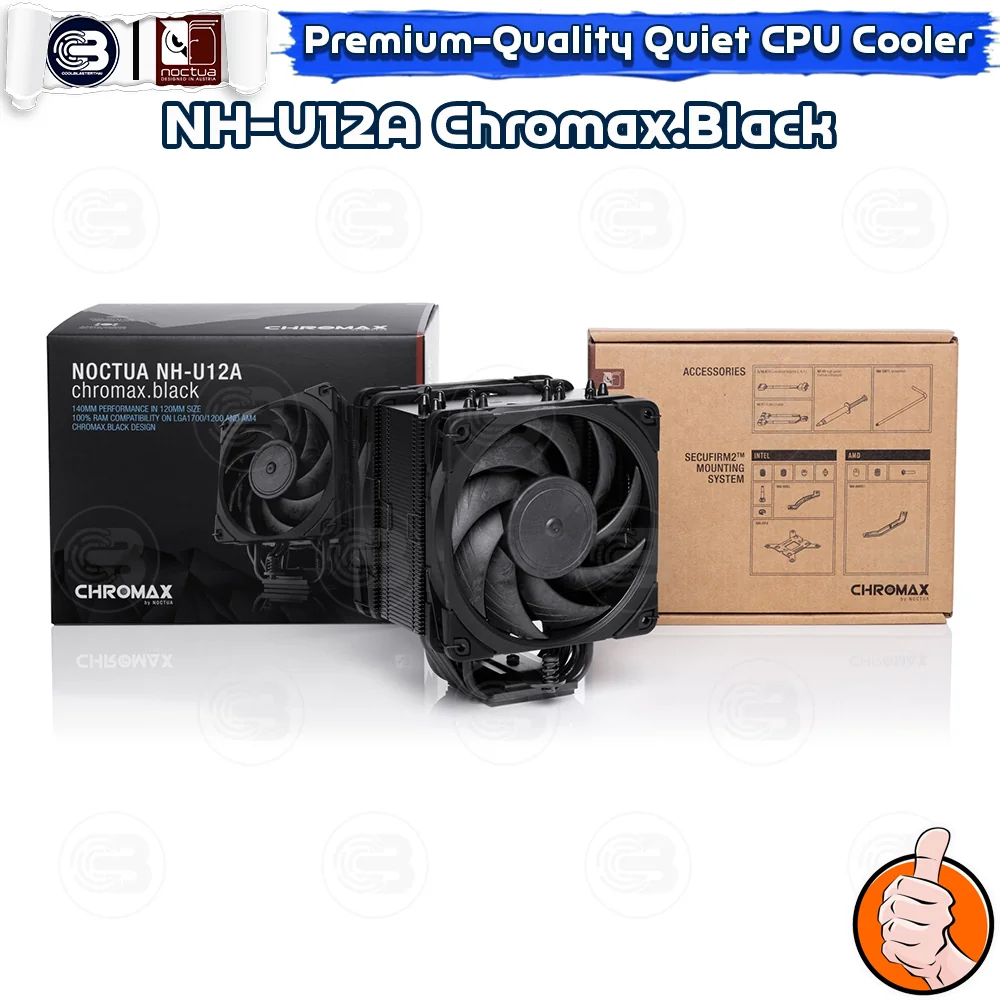 [CoolBlasterThai] NOCTUA NH-U12A CHROMAX.BLACK Heat Sink CPU Cooler (AM5/LGA1700 Ready) ประกัน 6 ปี
