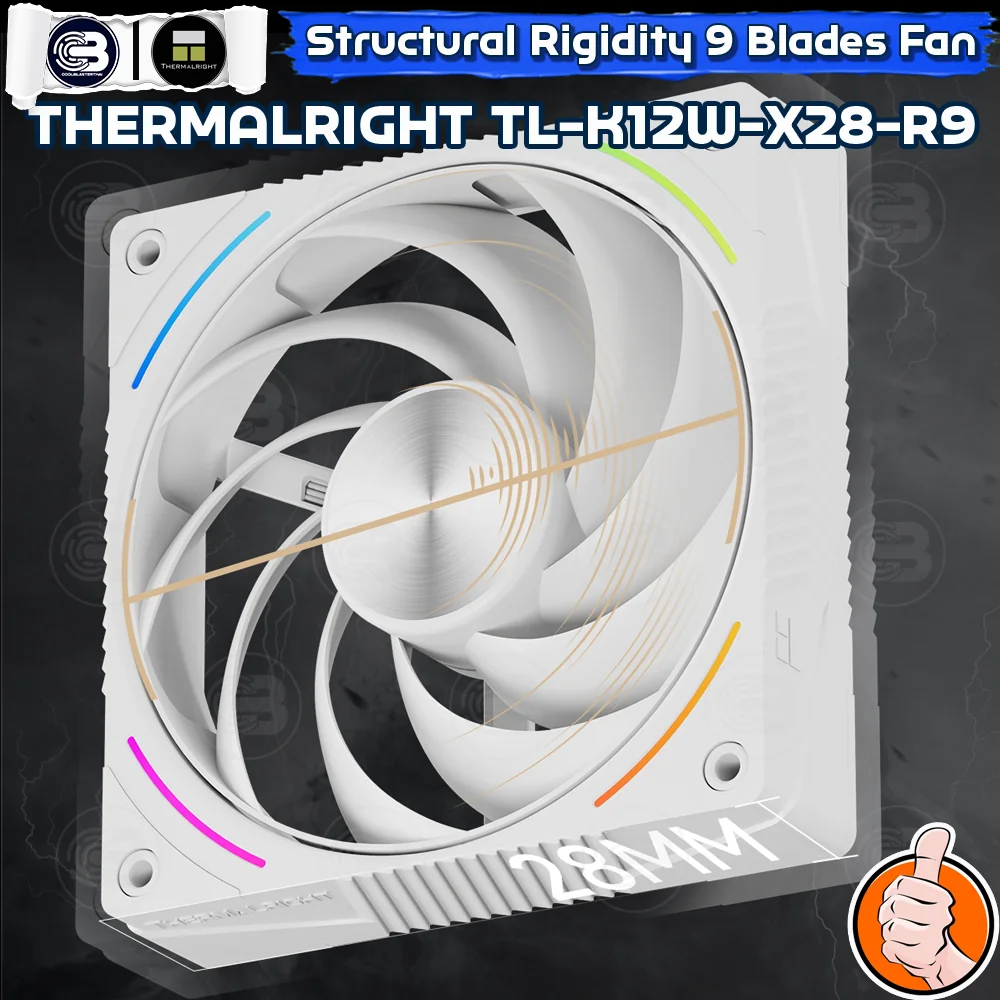 [CoolBlasterThai] THERMALRIGHT TL-K12W-X28-R9 PC Fan A-RGB 9-BLADES WHITE 2400 RPM (size 120 mm.)