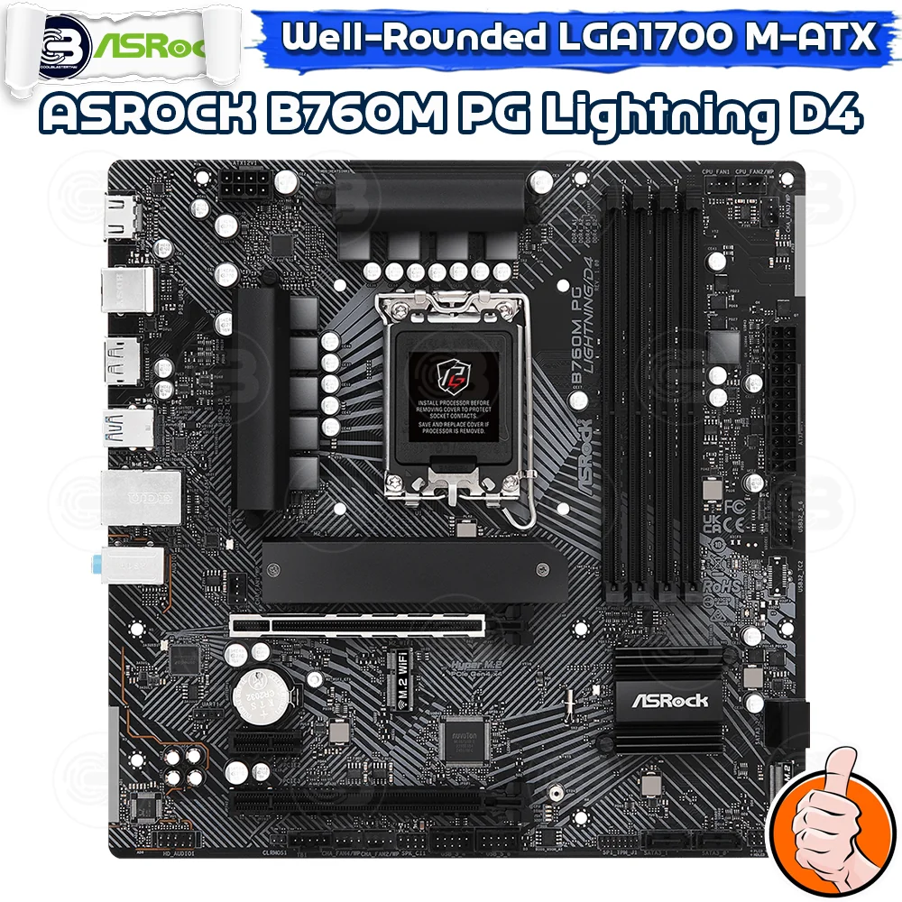 [CoolBlasterThai] ASROCK MAINBOARD B760M PG Lightning D4 Intel SOCKET LGA1700 DDR4 M-ATX ประกัน 3 ปี
