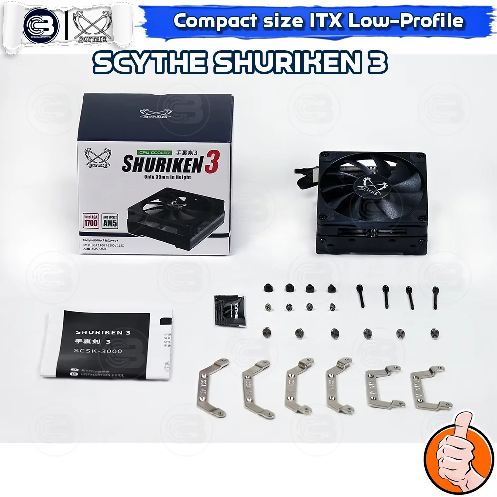 [CoolBlasterThai] SCYTHE SHURIKEN 3 Black Low-Profile CPU Cooler with 4 Heatpipes (AM5/LGA1851 Ready)