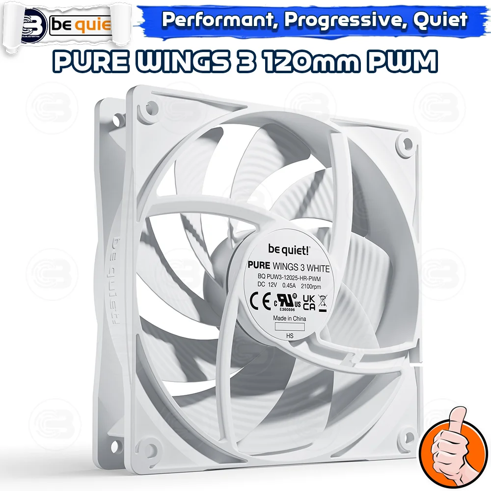 [CoolBlasterThai] Be Quiet Pure Wings 3 120 PWM high-speed White (BL111) PC Fan Case ประกัน 3 ปี