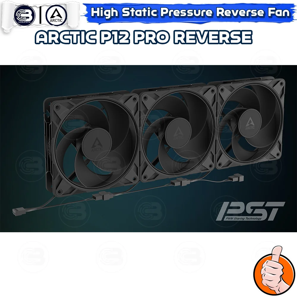 [CoolBlasterThai] ARCTIC P12 PRO REVERSE PST BLACK (size 120 mm.) X3 Value Pack PC Fan Case ประกัน 6 ปี