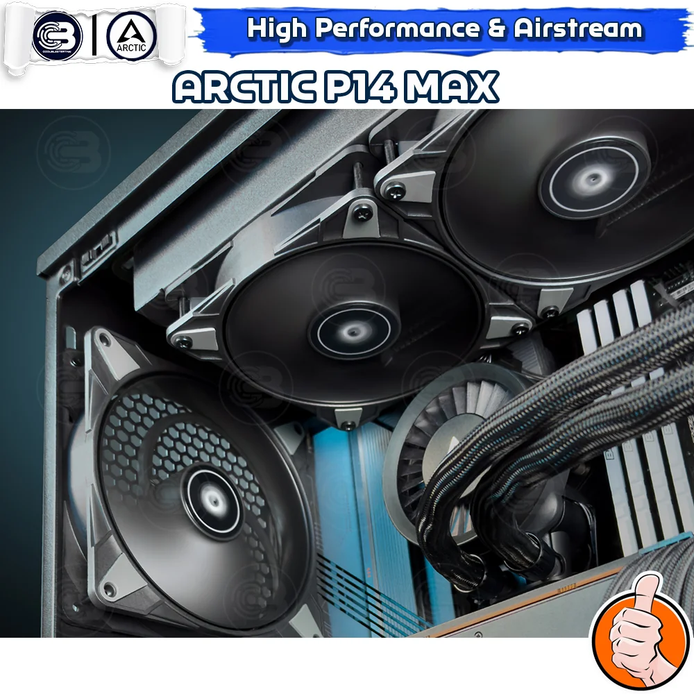 [CoolBlasterThai] ARCTIC P14 Max Black (BULK PACKAGING) 2800 RPM (size 140 mm.) PC Fan Case ประกัน 6 ปี
