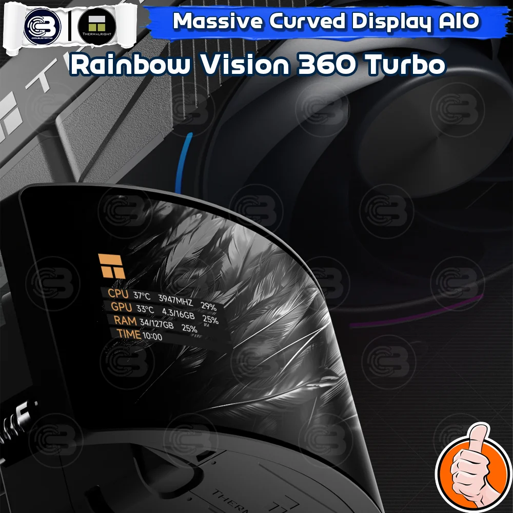 [CoolBlasterThai] Thermalright Rainbow Vision 360 Turbo ARGB BLACK AIO Liquid CPU Cooler (AM5/LGA1851 Ready) ประกัน 6 ปี (ชุดระบายความร้อน)