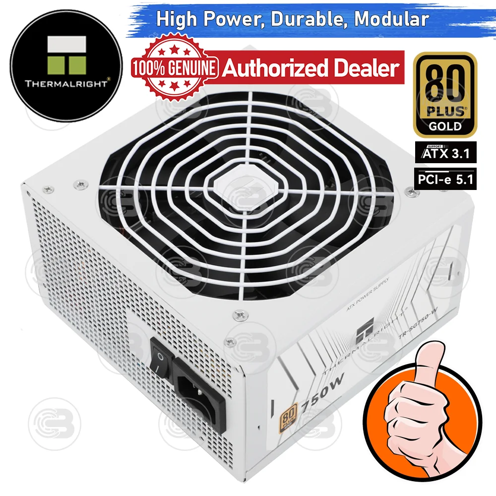 [CoolBlasterThai] Thermalright Power Supply 750W WHITE 80 Plus Gold Full Modular (SG750-W) ประกัน 5 ปี