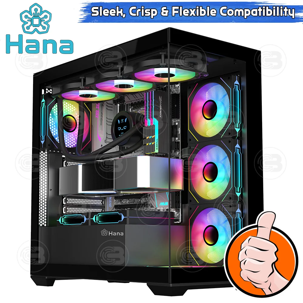 [CoolBlasterThai] Hana Inno HI102B Mid-Tower Tempered Glass PC Case Black ประกัน 1 ปี